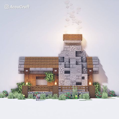 Minecraft chimney for a Small Minecraft House. Follow @acoucraft on instagram for more builds and designs. #minecraft #minecraftchimney #minecrafthouse #minecraftbuilds Chimney Minecraft, Minecraft Chimney, Small Minecraft House, Minecraft Fireplace, Minecraft Cabin, Minecraft Houses Xbox, Cool Minecraft Seeds, Modern Minecraft Houses, Chimney Design