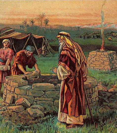 Isaac digging for the wells Father Abraham, Masonic Art, Cain And Abel, Christian Stories, Bible Images, Bible Illustrations, Bible Study Lessons, Religious Images, Godly Man