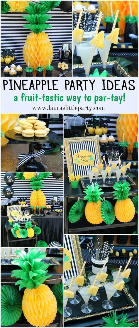 LAURA'S little PARTY: Pineapple Party| Mother's Day celebration! Pineapple Graduation Party, Pineapple Birthday Party Decoration, Pineapple Themed Birthday Party, Birthday Party Ideas For Mom, Pineapple Party Ideas, Pineapple Party Theme, Pineapple Birthday Party, Pineapple Theme, Pineapple Birthday