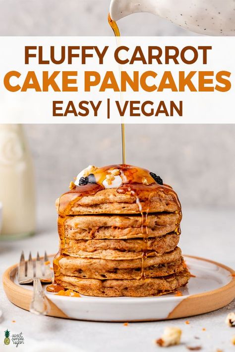 Carrot Pancakes, Vegan Bakes, Pancakes Protein, Carrot Cake Pancakes, Cake Pancakes, Spring Breakfast, Vegan Carrot Cake, Vegan Breakfasts, Vegan Carrot Cakes