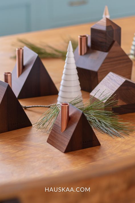 Decorate your home with fun and functional decor from Hauskaa! Our little wooden houses are handcrafted in Vermont from sustainable, upcycled materials, and each house also functions as a candle holder. Hauskaa homes go beautifully with modern, farmhouse, traditional, and boho decor styles, and can fit in with decor of all seasons to bring warmth and joy into your home all year long! Celebrate spring with new natural, modern, and beautiful home decor. Modern Wood Gifts, Wooden House Candle Holder, Wood Ideas For Home Decor, Wooden Projects Diy, Diy Wood Gifts, Wood Home Decor Ideas, Wood House Decor, Wood Candle Holders Diy, Christmas Decorations Wood