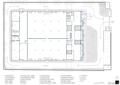 Gallery of Star Engineers, Administrative Building and Factory / Studio VDGA - 33 Administrative Building Plan, Factory Floor Plan, Modern Factory Architecture, Factory Building Design, Factory Plan, Warehouse Plan, Factory Layout, Administrative Building, Site Plan Design