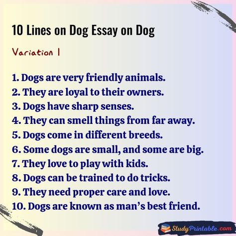 10 Lines on Dog Essay on Dog Variation 1 Dog Essay, Friendly Animals, Play With Kids, Be Loyal, About Dogs, Train Your Dog, Amazing Animals, Study Materials, Training Your Dog