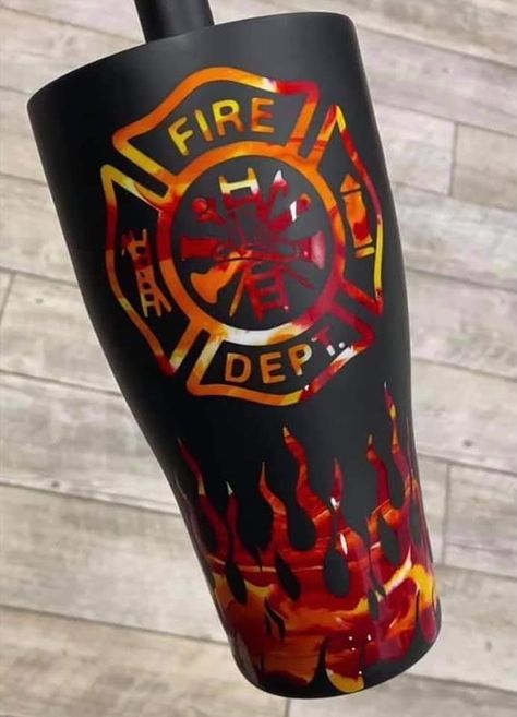 Firefighter Cups, Tumbler Cups Personalized, Cookie Craft, Glitter Tumbler Cups, Drinks Tumbler, Custom Tumbler Cups, Painted Cups, Tumbler Cups Diy, Diy Cups