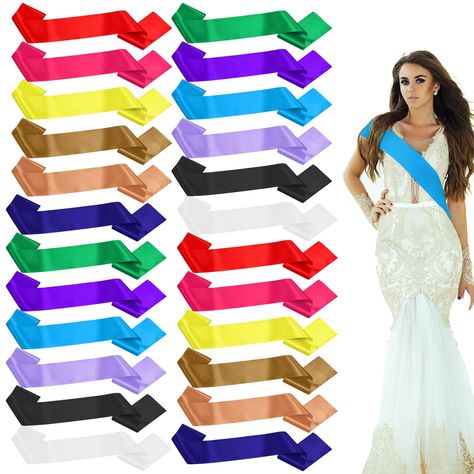 PRICES MAY VARY. Rich in Quantity to Use: our package includes 24 satin sashes, which are available in 12 colors, namely black, white, red, rose red, deep purple, light purple, royal blue, lake blue, gold, yellow, rose gold, green, the various colors can satisfy your holiday, party and activity demands Proper Size: the sashes for pageants are approx. 63 x 3.74 inches (folded in half), suitable for most people whether you are men, women, adults, kids or the older; When you don't need to use, they Pageant Sashes, Satin Sash, Homecoming Mums, Sash Belts, Diy Design, Deep Purple, Light Purple, Red Roses, Homecoming