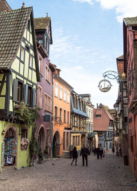 Riquewihr , Alsace, France - Beauty and the Beast town Fairytale Village, Farm Village, France Aesthetic, Cities In Germany, Alsace France, Backpacking Europe, Visit France, Mont Saint Michel, Visit Europe