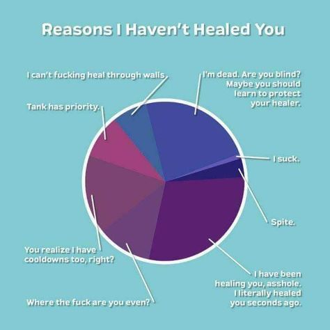 One of the most accurate pie charts I've ever seen Warcraft Funny, Overwatch Memes, Final Fantasy Xiv, Gamer Life, Gaming Memes, World Of Warcraft, New Memes, Overwatch, True Stories