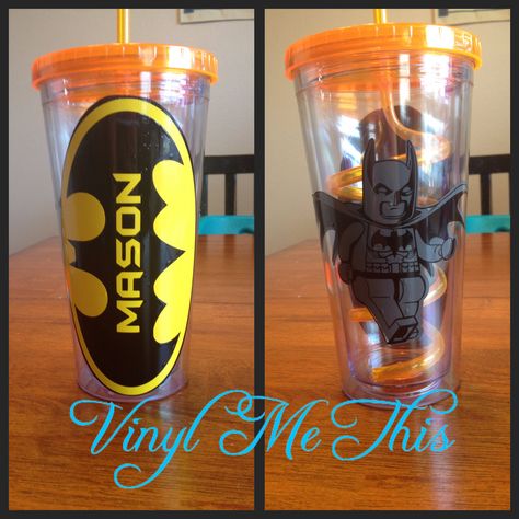 Vinyled tumbler " Lego batman" with personalized batman name Batman Name, Vinyl Creations, Batman Party, Diy Shirts, Lego Batman, Superhero Party, Do It Yourself Projects, Diy Shirt, Silhouette Projects