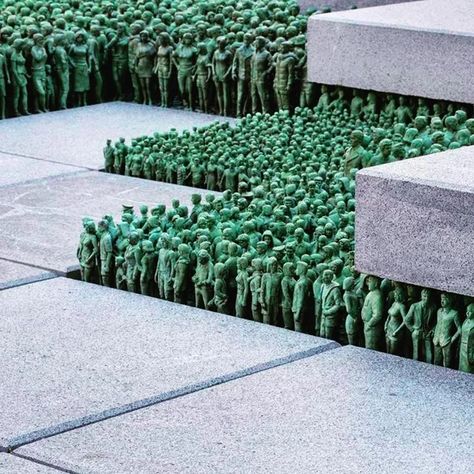 Grass Roots Square: A Miniature Art Installation in Norway | themindcircle Urban Art Installation, Do Ho Suh, Grass Roots, Square Roots, Bronze Figurine, Oslo Norway, Paving Stones, Art Installation, The Clash