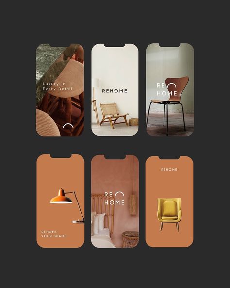 Elegant and minimalistic Instagram story templates for Rehome - interior design studio.  #InteriorDesign #Minimalism #InstagramTemplates #LuxuryHomes #DesignInspiration #RehomeDesign Interior Design Campaign, Architecture Stories Instagram, Interior Advertising Design, Content Studio Design, Social Media Interior Design, Interior Banner Design, Architecture Instagram Feed, Interior Design Feed, Interior Design Content Ideas