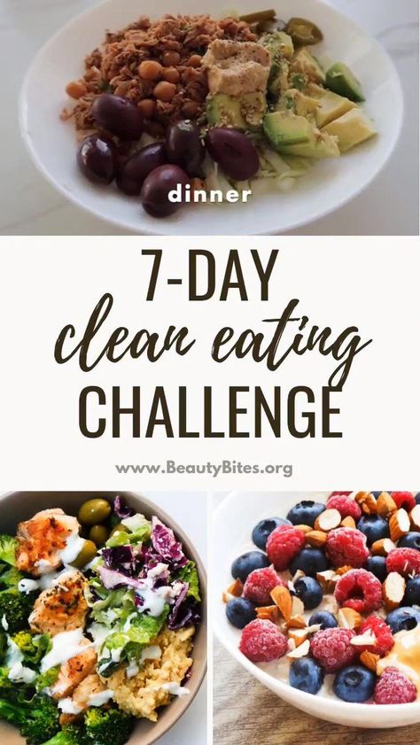 7-Day healthy eating plan to lose weight (or keep a healthy weight!), to have more energy and feel better! No more excuses, with this clean eating challenge it’s easy to eat healthy on a budget. This meal plan features easy healthy recipes for dinner, lunch, breakfast and snacks that are easy to meal prep for the week. These are great healthy eating beginner recipes - most take 30 minutes or less and are made with easy to find ingredients, for most you als #KetoDiet Eat Healthy On A Budget, Healthy On A Budget, Beginner Recipes, Eating Challenge, Have More Energy, Clean Eating Challenge, Baking Soda Beauty Uses, No More Excuses, Clean Eating Meal Plan