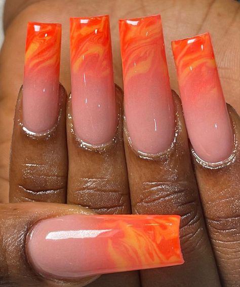 Everyday Nails, Orange Acrylic Nails, Turkey Holiday, Cruise Nails, Coffin Acrylics, French Manicure Nails, Ombre Acrylic Nails, Holiday Nail, Colored Acrylic Nails