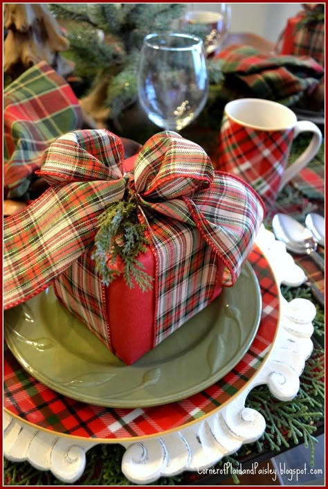 The Corner of Plaid and Paisley presents Christmas Clad in Plaid!     I mixed several different plaids on this Christmas Tablescape.   As i... Plaid Christmas Table Decor, Glamorous Bedrooms, Plaid Christmas Table, Christmas Queen, Tablescapes Christmas, Tartan Plaid Christmas, Christmas Tartan, Christmas Table Setting, Christmas Table Decor