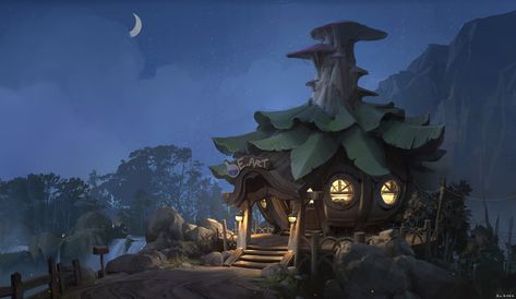 Witch Hut, Environment Painting, Storybook Homes, Environment Props, Building Concept, Creative Drawing Prompts, My Fantasy World, Fantasy House, Fantasy City