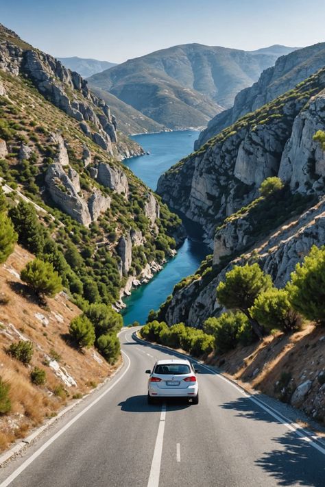 The Most Scenic Road Trips in Greece You Need to Take! Greece Road Trip, Corinth Canal, Scenic Road Trip, Road Trip Routes, Mountain Pass, Scenic Roads, Stunning Landscapes, Travel Safety, Hidden Beach