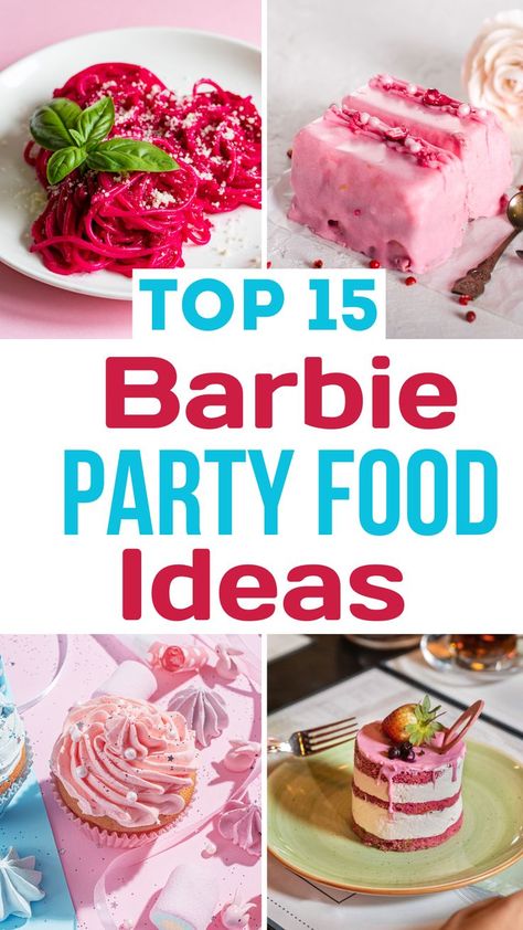 Barbie Party Table, Pink Party Food Ideas, Pink Party Snacks, Barbie Party Food, Pink Party Food, Pink Appetizers, Appetizers Savory, Themes Birthday Party, Pink Party Foods