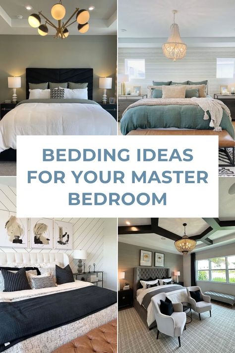 Decorating your master bedroom should be fun and enjoyable! Don't settle for the same look - liven up your room with these 15 layered bedding ideas. These tips will help you modernize your space and bring timeless charm to the comfort of your home. Click now to discover the perfect decorating ideas to fit any mood or style! King Size Comforter Sets Master Bedrooms Luxury, Bedding Ideas For Queen Bed, Master Bed Set Up, Bed Set Ideas Aesthetic, Bedrooms With King Size Beds Ideas, Main Bedroom Ideas Master Suite Color Schemes Comforter Sets, King Bed Styling Modern, Master Comforter Ideas, Colorful Comforter Sets