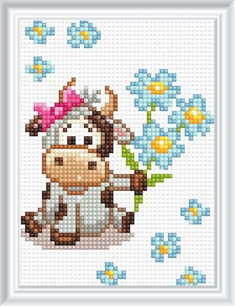 Cross Stitch Cow, Bouquet Of Daisies, Kitty Drawing, Hello Kitty Drawing, Cross Stitch Bird, Cross Stitch Bookmarks, Cute Cross Stitch, Pixel Pattern, Cross Stitch Borders