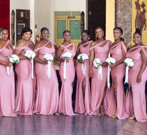 Bridal Maid Dress, African Bridesmaids, Maid Of Honor Dress, African Bridesmaid Dresses, Robes Glamour, Mermaid Pink, Mermaid Bridesmaid, Maid Of Honour Dresses, Pink Mermaid