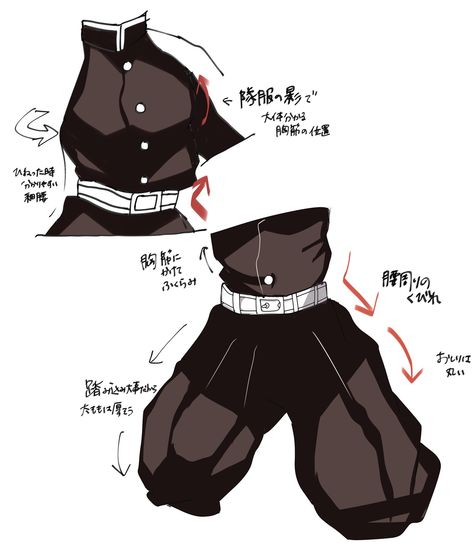 Demon Slayer Outfit Reference, Demon Slayer Outfit Ideas Drawing, Demon Slayer Clothes Drawing, Demon Slayer Body Reference, Overall Drawing Reference, Demon Slayer Outfit Drawing, Demon Drawing Reference, Kny Outfit Ideas, Kny Poses Reference