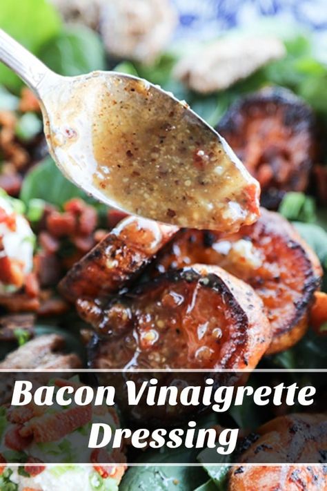 Maple Bacon Salad Dressing, Bacon Vinaigrette Dressing, Spinach Salad Dressing, Warm Bacon Dressing, Bacon Vinaigrette, Hot Bacon Dressing, Bacon Dressing, Salad Dressing Recipes Homemade, Honey Dijon