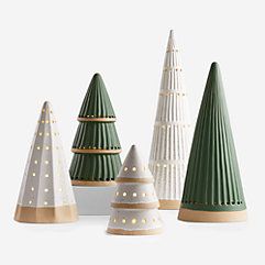 Christmas Decor & Holiday Accessories | Crate and Barrel Sage Christmas Decor, Sage Green Christmas Decor, Pampas Christmas, Taper Candle Centerpiece, Sage Green Christmas, White Ceramic Christmas Tree, Sage Christmas, Decor Natal, Faux Trees