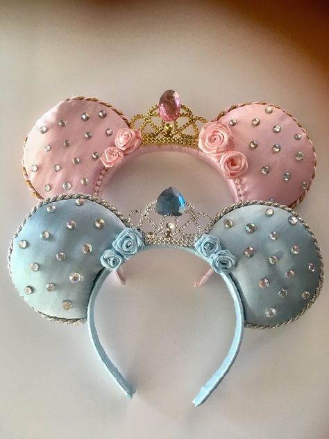 Cinderella Minnie Ears, Cinderella Disney Ears, Cute Disney Ears, Cinderella Ears, Diy Disney Ears, Disney Ears Headband, Disneyland Ears, Diy Mickey Ears, Disney Mouse Ears