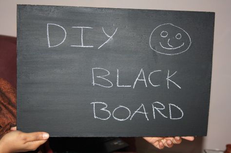 Our Blackboard ready to rock! Homemade Chalkboard, Diy Chalkboard Paint, Blackboard Paint, Study Craft, Paint Recipe, Black Chalk Paint, Black Board, Black Chalkboard, Diy Chalkboard