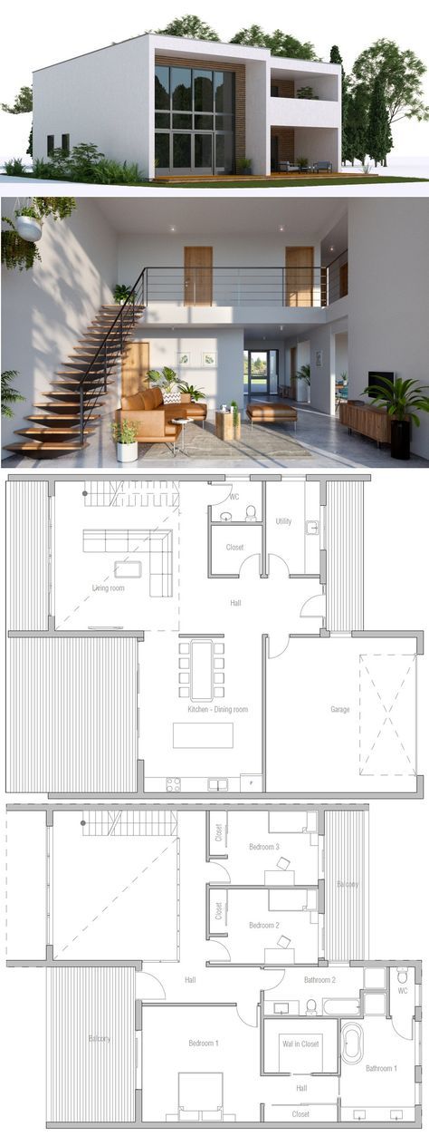 Two Story House, Building A Container Home, Barndominium Floor Plans, Minimalist House Design, Architecture Design Concept, Modern House Plan, Room Decorations, Decor Minimalist, Sims House