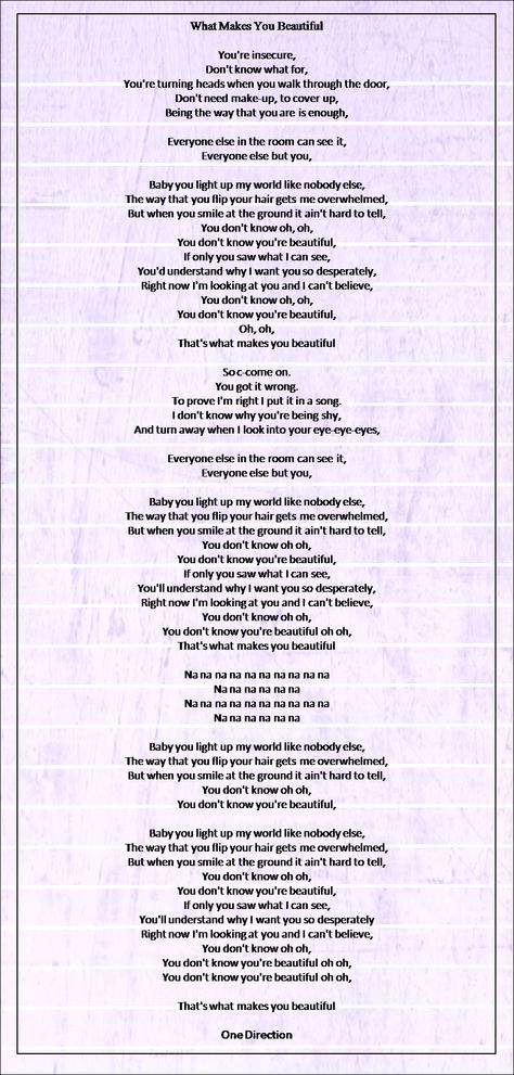 What Makes You Beautiful - One Direction <3 Thats What Makes You Beautiful Lyrics, What Makes You Beautiful Song Lyrics, What's Make You Beautiful One Direction, What Makes You Beautiful Lyrics, What Makes You Beautiful One Direction Lyrics, What Makes You Beautiful One Direction, One Direction Song Lyrics, Lyrics One Direction, What Makes U Beautiful