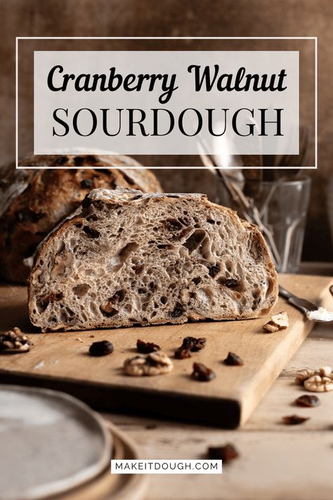 Cranberry Walnut Sourdough Recipe Cranberry Walnut Sourdough, Walnut Sourdough Bread, Bread No Knead, Cranberry Walnut Bread, Gluten Free Sourdough, Walnut Bread, Cranberry Bread, Harvest Recipes, Sourdough Bread Recipe