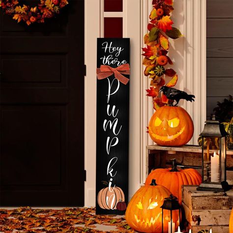 PRICES MAY VARY. Premium Material: This fall porch sign is made of high-quality wood board, Fall welcome sign,brightly colored pumpkins which makes an elegant look, fine workmanship, non-toxic, not easy to fade or break for indoor or outdoor use or can hang wherever you want to hang.If it is outdoors, it is recommended to hang it on the covered porch to avoid direct sunlight and rain. Attractive Design: The fall welcome porch sign is made of fall theme design, full of strong autumn breath, the l Happy Fall Yall Door Sign, Welcome Fall Signs Wooden, Fall Porch Boards, Simple Fall Porch Decorating Ideas, Fall Outdoor Signs, Fall Signs Wooden Porch, Halloween Porch Leaner, Porch Signs Fall, Fall Outdoor Decor Front Porch