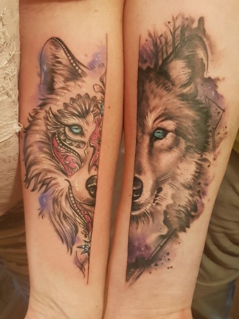 Matching Tattoos For Married Couples, Couples Wolf Tattoos, Couples Lion Tattoo, Matching Symbols, Tattoos For Siblings, Matching Tattoos For Couples, Husky Tattoo, Married Couple Tattoos, Matching Tattoos For Siblings