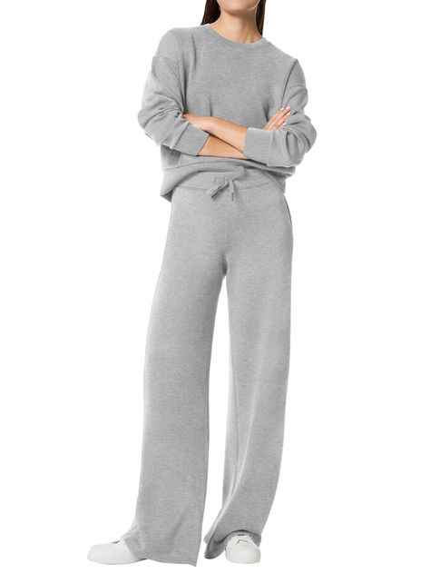 PRICES MAY VARY. Fabric: This sweatshirt & sweatpants set is made from 68% Rayon, 28% Polyester and 4% Spandex with soft texture, skin-friendly, smooth, breathable and stretchy, relaxed fit for all day comfort. Must-have outfits in your Fall/Winter line. Feature: This sweatsuit set combines comfort with style. The sweatshirt features crew neck and long sleeves for a relaxed fit, while wide leg sweatpants with elastic waist and drawstring ensure a customizable fit, and the inclusion of pockets on