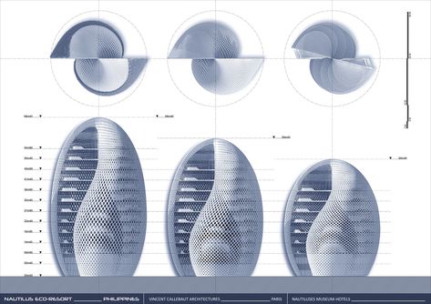 Gallery of Vincent Callebaut Envisions Shell-Inspired Eco-Tourism Resort in The Philippines - 16 Vincent Callebaut, The Nautilus, Eco Resort, Resort Architecture, Sustainable Technology, Palawan Philippines, Resort Design, Renewable Sources Of Energy, Architectural Drawing