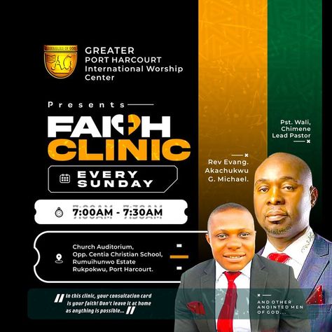 Faith Clinic Flyer Design, Church Flyer Design, Church Poster, Church Graphic Design, Food Graphic Design, Church Flyer, Port Harcourt, Christian School, Church Design