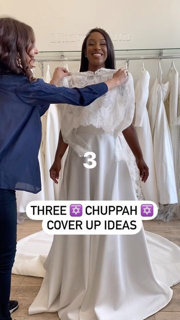 Jewish Wedding Inspiration + Advice on Instagram: "✡️💍 Three chuppah cover up ideas to add a bit of personal flair and style to your bridal look - all available at @mirrormirrorbridalcouture, one of my very favourite boutiques for Jewish brides 💯 Comment and tell me which one’s your favorite - 1️⃣, 2️⃣ or 3️⃣?!" Chuppah Ideas, Jewish Bride, Cover Up Ideas, Jewish Wedding, Bridal Look, Bridal Looks, Tell Me, Wedding Inspiration, Cover Up