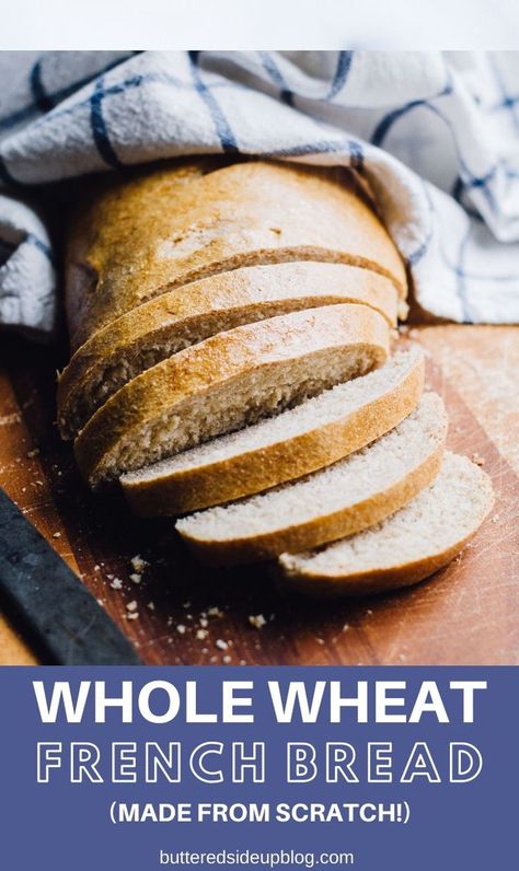 Easy Whole Wheat French Bread Recipe #wholewheat #frenchbread #baking #bread #butteredsideupblog Whole Wheat French Bread Recipe, Wheat French Bread Recipe, Whole Wheat French Bread, Wheat French Bread, French Bread Recipe, Canadian Food, Baking Bread, Ncis Los, Wheat Bread