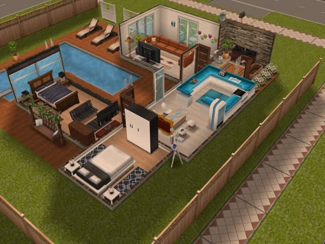 The Sims Free Play  Modern house #1   #sims #thesims #house #ideas Sims Free Play House Ideas 1 Floor, Sims Freeplay Houses Layouts, Sims Free Play House Ideas, Casas The Sims Freeplay, Casa The Sims, Sims Wallpaper Cc, Sims Freeplay Houses, Sims House Ideas, Sims Free Play