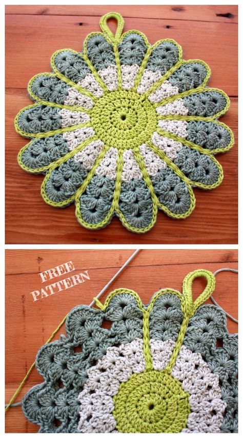 Flower Pot Holder Crochet, Crochet Pot Holders, Crochet Pot Holders Free Pattern, Crochet Granny Square Tutorial, Crochet Potholder Patterns, Crochet Coasters Free Pattern, Crochet Hot Pads, Dishcloth Crochet Pattern, Crochet Coaster Pattern