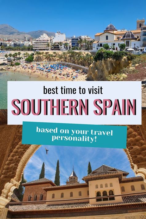 Looking to explore Andalucia Spain? This guide breaks down the best times to experience the region based on your travel personality, highlighting seasonal events, ideal weather, and top activities. Whether you’re planning a summer beach trip or a spring cultural journey, discover when to visit the south of Spain for the perfect travel experience | Trip to Spain | Spain Holiday Beach | Spain Summer | Winter Travel | Backpacking Spain | Off Season Travel Spain In April, Spain Destinations, Visit Spain, Spain Trip, Spain Itinerary, Spain Culture, Andalucia Spain, Spain Travel Guide, Travel Spain