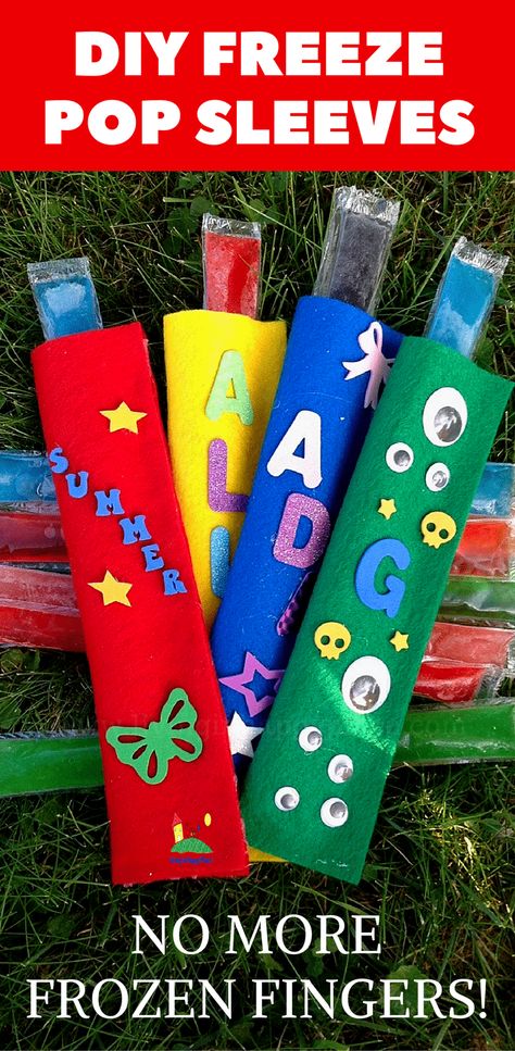 Freeze Pop Holder, Popsicle Sleeves, Popsicle Holders, Freeze Pops, Diy Popsicle, Summer Camp Crafts, Summer Fun For Kids, Craft Kids, Summer Crafts For Kids