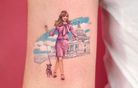 Film Still Tattoos That Honor Onscreen Style Icons Legally Blonde Movie, Shows Like Stranger Things, Blonde Movie, Korean Tattoo Artist, Our Mindful Life, Becoming A Tattoo Artist, Movie Tattoo, Movie Tattoos, The Truman Show