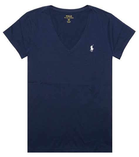 Polo Ralph Lauren Women's Pony Logo V-Neck Tee at Amazon Women’s Clothing store: Navy Blue Polo Shirt, Ralph Lauren Tshirt, Preppy Gifts, Polo Women, Polo Ralph Lauren Women, Navy Blue Top, Blue Polo Shirts, Junior Year, Polo T Shirt