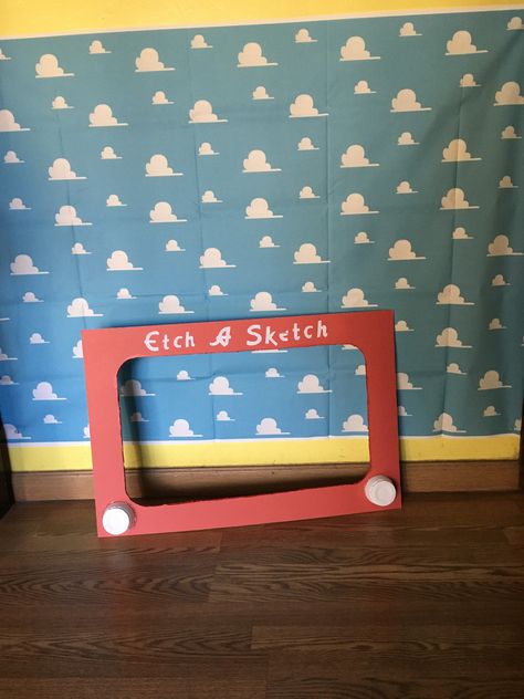 Toy Story Pep Rally, Toy Story Etch A Sketch Frame, Toy Story Activities For Kids, Toy Story Halloween Decorations, Toy Story Photo Booth, Toy Story Decorations, Prek Graduation, Hollywood Theme Classroom, Toy Story Crafts