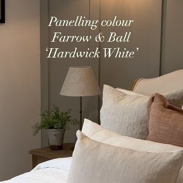 Beth Aspinall on Instagram: "Morning 👋🏻 Well, Autumn had certainly arrived & summer has returned? Here are my paint colours, for this bedroom again, which I’m asked so often - I love this @farrowandball colour in here and have used this, in other rooms throughout my home too! 💚 We are lighting our barbecue later today & making the most of this warm weather! ☀️ Have a lovely Sunday xx Panelling painted in @farrowandball ‘Hardwick White’ Walls painted in @lauraashleyuk ‘Ivory’ Bed @loafhome Lig Hardwick White Bedroom, Hardwick White Farrow And Ball Bedroom, Farrow And Ball Hardwick White Bedroom, Dulux Nutmeg White Bedroom, Pale Nutmeg Dulux Heritage, White Company Bedding, Ivory Bed, Hardwick White, Lovely Sunday