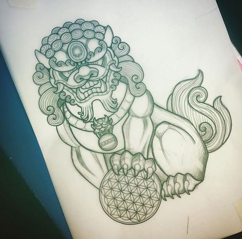 Pixiu Chinese Tattoo Design, Pixiu Chinese Tattoo, Small White Tattoos, Foo Dog Tattoo Design, Cloud Dragon, Foo Dog Tattoo, Small Dragon Tattoos, Art Flash, Foo Dogs