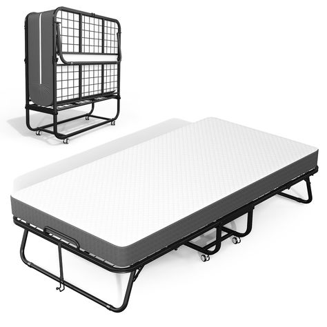 PRICES MAY VARY. 👍🏻[COMFORTABLE 5' MEMORY MATTRESS]: The SPERTIKC twin folding bed with 5' memory mattress designed for all types of sleepers. Good heat dissipation and breathability will help you sleep coolly. Superior memory foam conforms to every curve, providing support where you need folding bed with mattress and comfort where you want it. 💪🏻[DEVILISHLY SOLID FRAME]: The superior metal material makes our folding twin bed as strong as a devil's muscle, and you don't have to worry about d Rolling Bed, Rollaway Bed, Bed Fold, Folding Bed Frame, Bed With Mattress, Portable Bed, Foldable Bed, Folding Bed, Soft Mattress