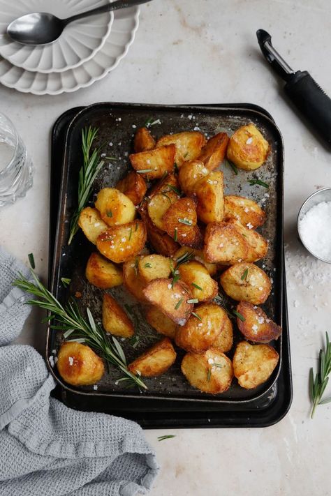 Rosemary Garlic Roast Potatoes Healthy Potato Salad, Garlic Roast, Potato Salad Recipes, Best Roast Potatoes, Healthy Potato, Christmas Roast, Garlic Roasted Potatoes, Sweet Potato Salad, Rosemary Garlic