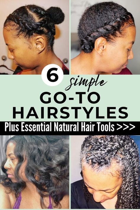 images of a black woman with four different hairstyles on her natural hair Coily Hair Styles, Low Tension Hairstyles, Low Tension Natural Hairstyles, Hairstyles Low Maintenance, Hairstyles For Everyday, Style Natural Hair, Natural Hair Care Routine, Natural Beauty Routine, Protective Hairstyles For Natural Hair